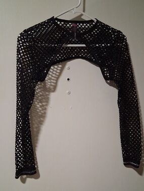 Vibes Black Fishnet Long-Sleeve Bolero Shrug NWOT